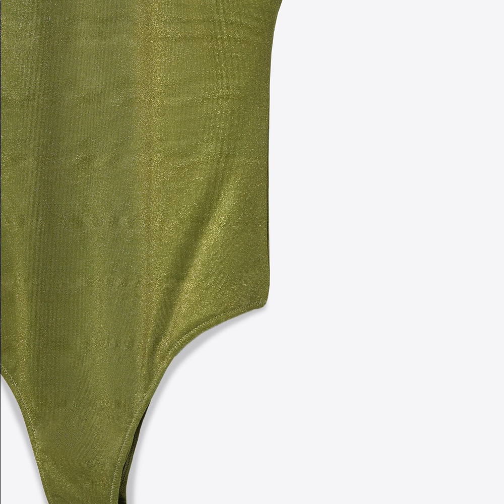 SHINY-EFFECT SWIMSUIT TRF LOW CUT BACK LIGHT KHAKI - Picture 7 of 7
